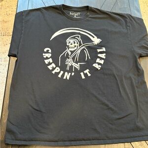 Spirit Black Graphic T-Shirt with Skull - Creepin it Real